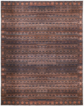 8' x 10' Red Brown and Blue Floral Power Loom Area Rug