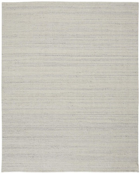 8' x 10' Ivory and Gray Wool Hand Woven Stain Resistant Area Rug
