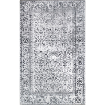 8' x 10' Charcoal Oriental Power Loom Stain Resistant Area Rug