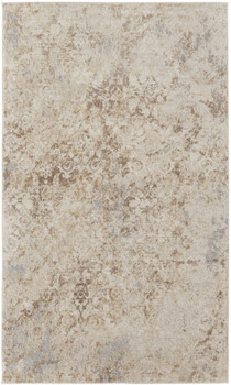 8' x 10' Tan and Ivory Abstract Power Loom Distressed Area Rug