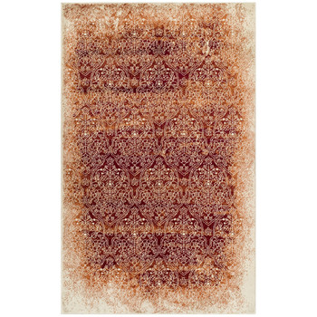 8' x 10' Orange Medallion Stain Resistant Area Rug