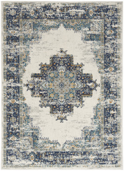 8' x 10' Cream Floral Power Loom Distressed Rectangle Area Rug