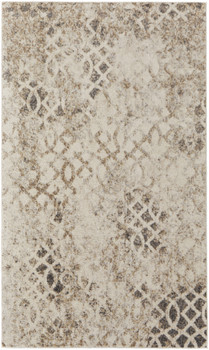 8' x 10' Ivory & Gray Abstract Power Loom Distressed Area Rug