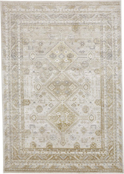 8' x 10' Gold and Ivory Floral Area Rug