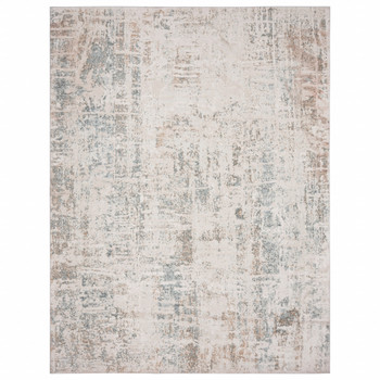 8' x 10' Gray Blue Taupe and Cream Abstract Distressed Stain Resistant Area Rug