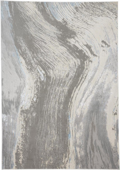 8' x 10' Gray Ivory and Blue Abstract Area Rug