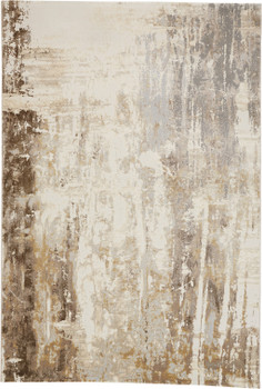 8' x 10' Tan Ivory and Gray Abstract Area Rug