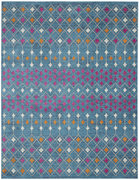 8' x 10' Blue & Orange Geometric Dhurrie Area Rug