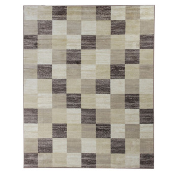 8' x 10' Beige Geometric Power Loom Stain Resistant Rectangle Area Rug
