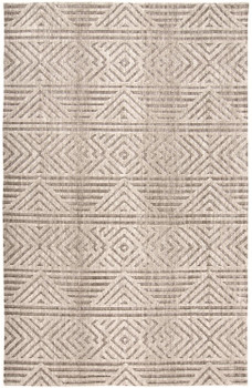 8' x 10' Tan Ivory and Brown Geometric Stain Resistant Area Rug