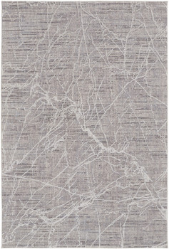 8' x 10' Taupe and Gray Abstract Power Loom Distressed Stain Resistant Area Rug