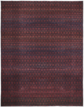 8' x 10' Red and Gray Striped Power Loom Area Rug