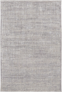 8' x 10' Taupe and Ivory Plaid Power Loom Distressed Stain Resistant Area Rug