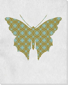 Bold Butterfly Blue & Brown Wrapped Canvas Giclee Print Wall Art