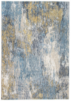 8' x 10' Blue Gold Abstract Painting Modern Area Rug