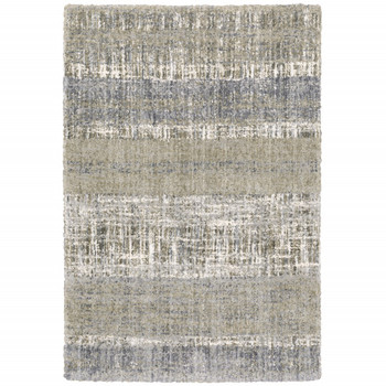 8' x 10' Grey and Ivory Abstract Lines Area Rug