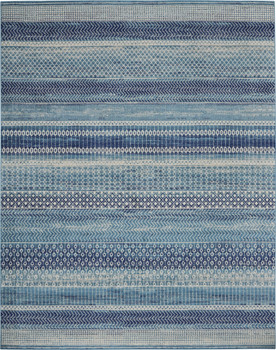 8' x 10' Navy Blue Southwestern Power Loom Area Rug