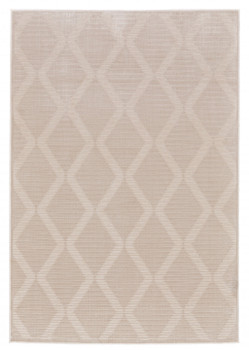 8' x 11' Ivory and Tan Geometric Stain Resistant Area Rug