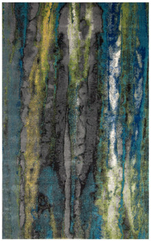 8' x 11' Blue Green and Taupe Stain Resistant Area Rug