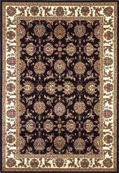 8' x 11' Black Ivory Machine Woven Floral Traditional Indoor Area Rug