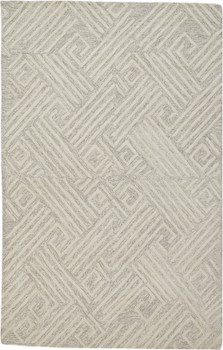 8' x 11' Tan & Ivory Wool Geometric Tufted Handmade Stain Resistant Area Rug