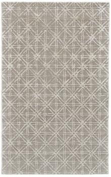 8' x 11' Taupe Ivory and Tan Wool Abstract Tufted Handmade Area Rug
