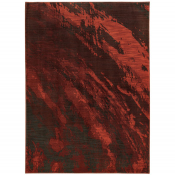 8' x 11' Red and Grey Abstract Power Loom Stain Resistant Area Rug