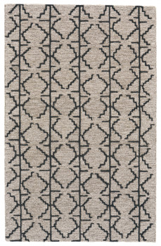 8' x 11' Black Taupe and Gray Wool Geometric Tufted Handmade Stain Resistant Area Rug