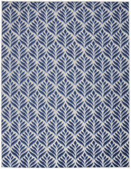 8' x 11' Blue Floral Stain Resistant Non Skid Area Rug