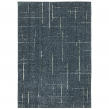 8' x 11' Blue and Grey Geometric Power Loom Stain Resistant Area Rug
