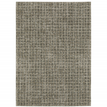 8' x 11' Grey Tan and Beige Geometric Power Loom Stain Resistant Area Rug