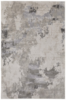 8' x 11' Ivory and Gray Abstract Stain Resistant Area Rug