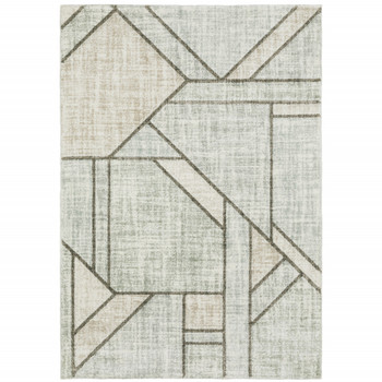8' x 11' Gray and Ivory Geometric Power Loom Area Rug