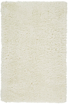 8' x 11' Ivory and White Shag Tufted Handmade Stain Resistant Area Rug
