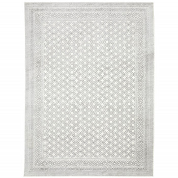 8' x 11' White and Grey Oriental Power Loom Stain Resistant Area Rug
