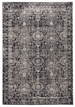 8' x 11' Gray & Ivory Abstract Stain Resistant Polypropylene Area Rug