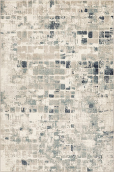 8' x 11' Blue and Beige Abstract Dhurrie Area Rug