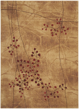 8' x 11' Brown Floral Power Loom Polyester Area Rug