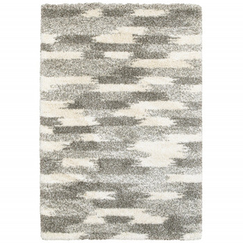 8' x 11' Gray and Ivory Geometric Pattern Area Rug