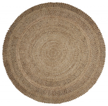 4' Gray Toned Braided Natural Jute Area Rug