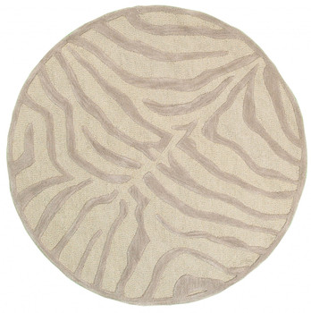 5' Round Taupe Zebra Pattern Area Rug