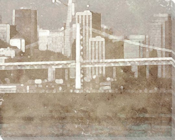 Waterfront Skyline Cityscape 2 Wrapped Canvas Giclee Print