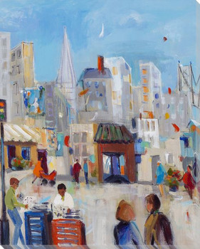 Strolling the City Cityscape II Wrapped Canvas Giclee Print