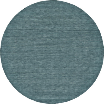 8' Blue and Green Round Wool Hand Woven Stain Resistant Area Rug