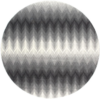 8' Gray and White Round Geometric Stain Resistant Area Rug