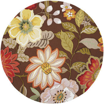 8' Brown Round Floral Hand Hooked Handmade Area Rug