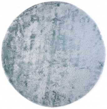 8' Blue and Silver Round Shag Tufted Handmade Area Rug