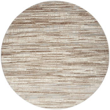 8' Brown Round Abstract Power Loom Area Rug