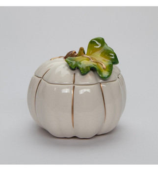 Small White Pumpkin Porcelain Candy Jar