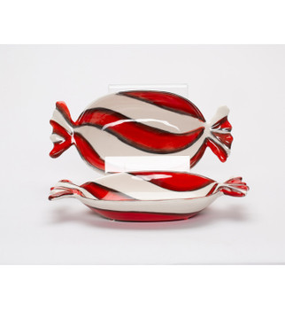 Peppermint Candy Ceramic Candy Dishes, Set of 2